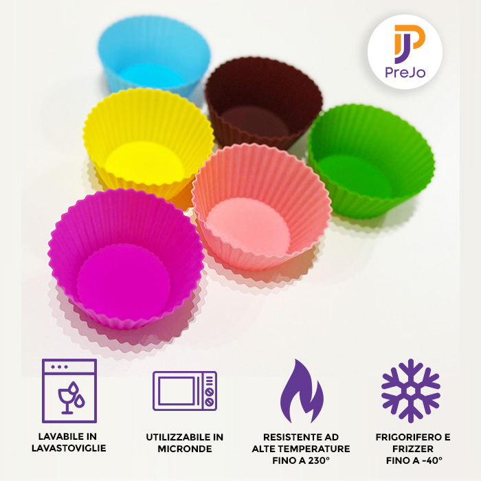 antiaderenti stampi per Muffin riutilizzabili 12 Confezioni in 6 Colori Arcobaleno IELEK Pirottini in Silicone per Cupcake Jumbo 